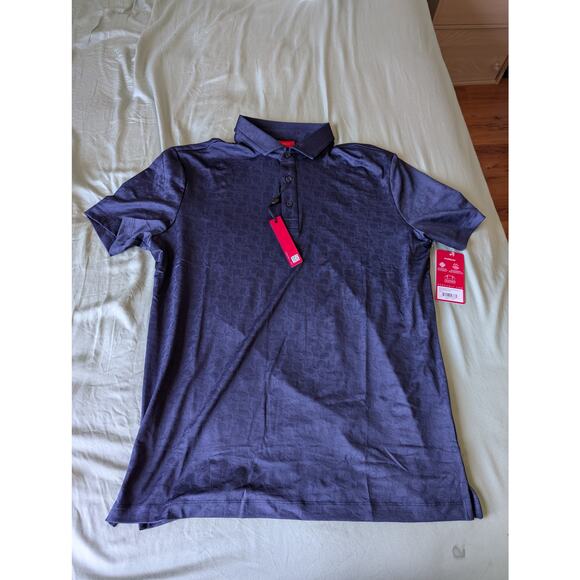 NWT Redvanly Rodin Jacquard Polo in Midnight Navy size M - Picture 1 of 8